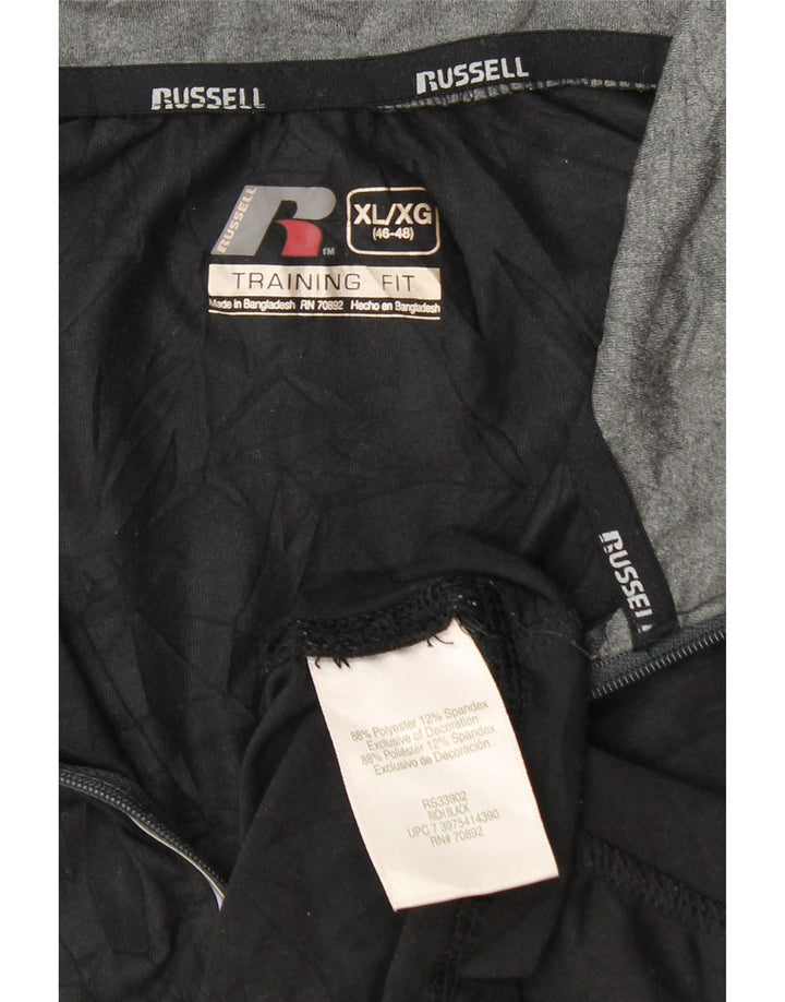 Russell Athletic Herren Dri-Power Zip Neck Top Langarm XL Schwarz Polyester