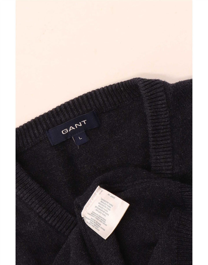 Gant Herren-Pullover mit V-Ausschnitt, groß, marineblaue Baumwolle