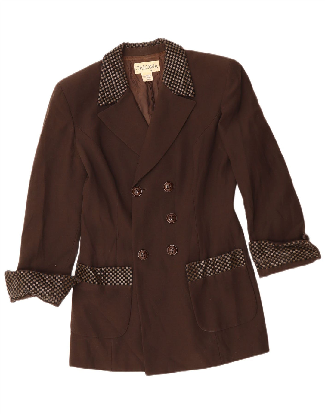 Caloma Damen Longline Blazer Jacke IT 44 Mittelbraun Geometrisch