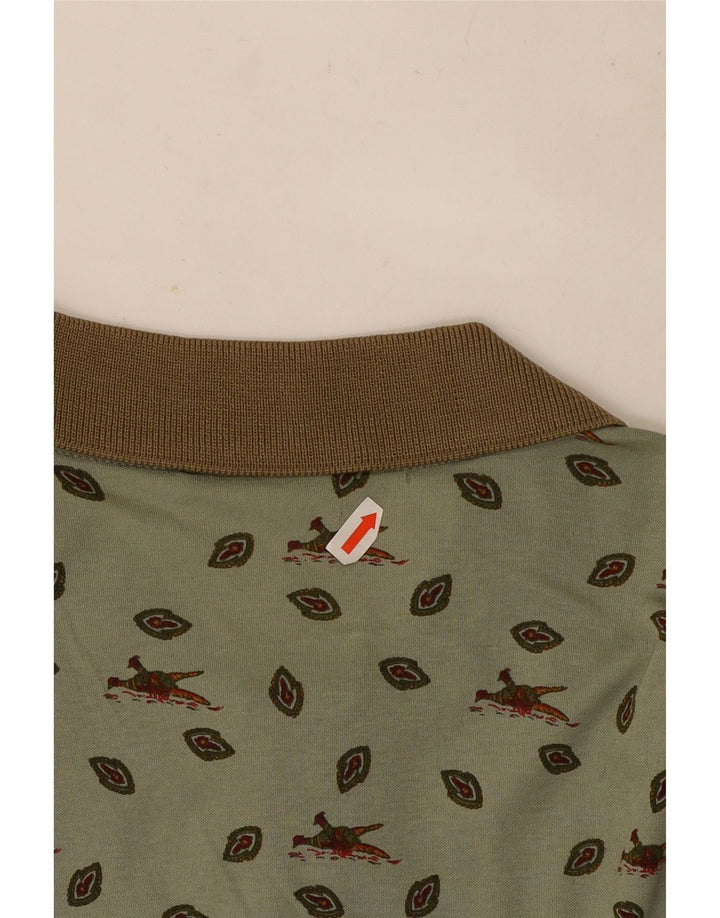 Cacharel Herren-Poloshirt mit abstraktem Muster, groß, Khaki, Baumwolle