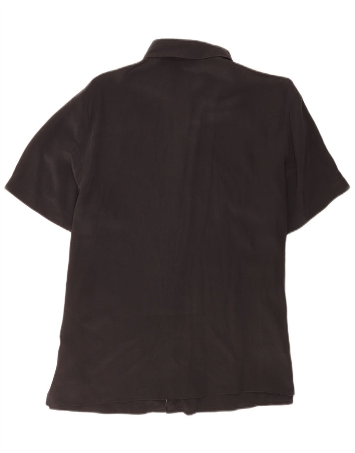 Vintage Damen Kurzarm-Hemd, normal, EU 40, mittlere schwarze Seide