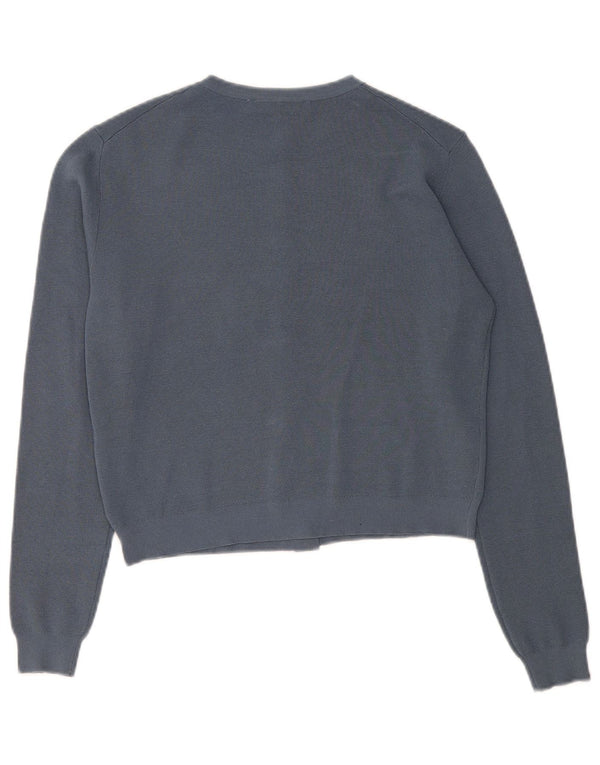 Zara Damen Crop Cardigan Pullover UK 10 Small Marineblaue Viskose