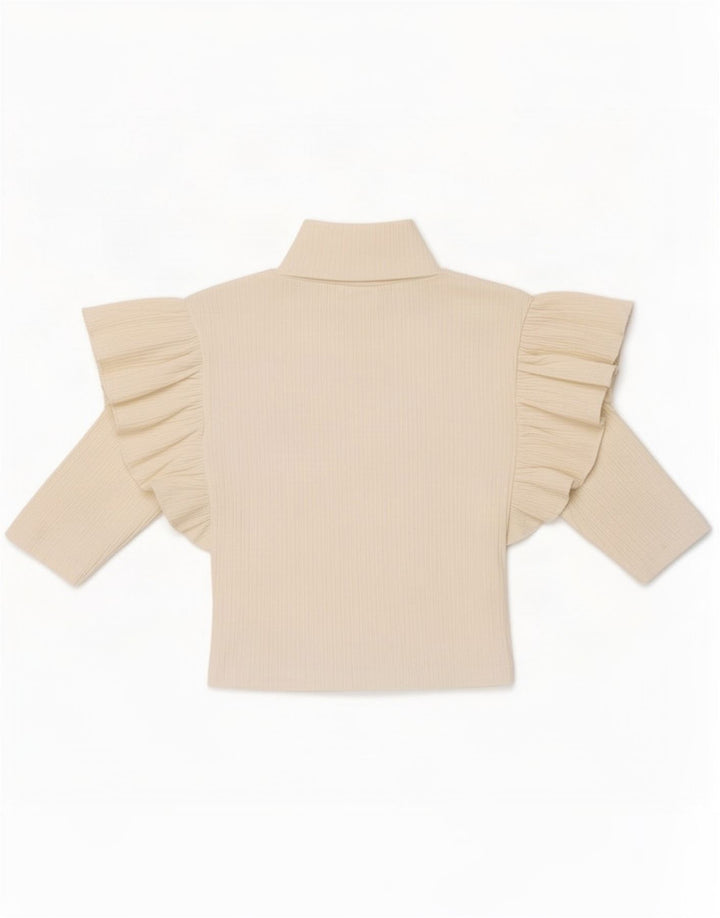 Zara Damen Crop Top 3/4 Ärmel UK 8 Small Weiß