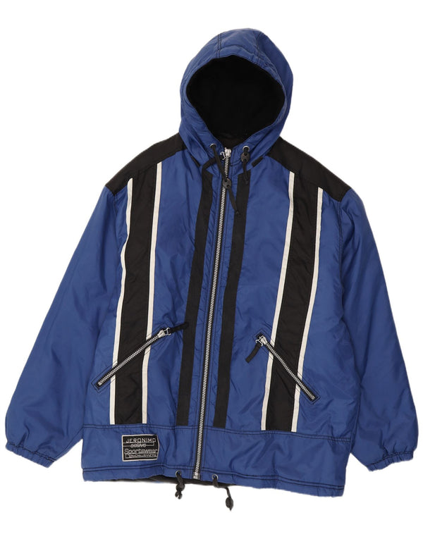 Jeronimo Herren-Windbreakerjacke mit Kapuze, UK 44 2XL, blaues Colourblock-Nylon