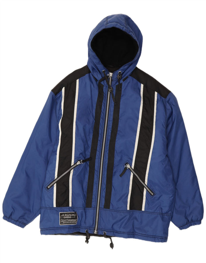 Jeronimo Herren-Windbreakerjacke mit Kapuze, UK 44 2XL, blaues Colourblock-Nylon