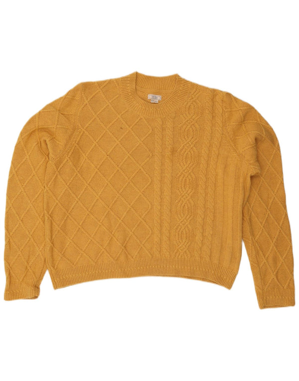 Fat Face Damen-Pullover mit Rundhalsausschnitt, UK 24 4XL, gelbe Baumwolle