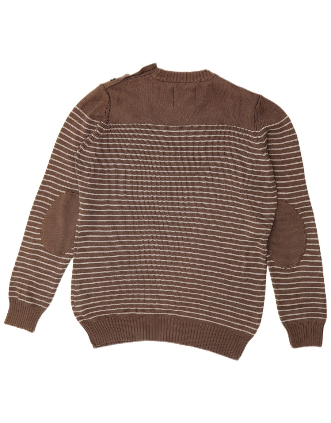 JULES Herren-Pullover mit Rundhalsausschnitt, groß, braun gestreift, Baumwolle