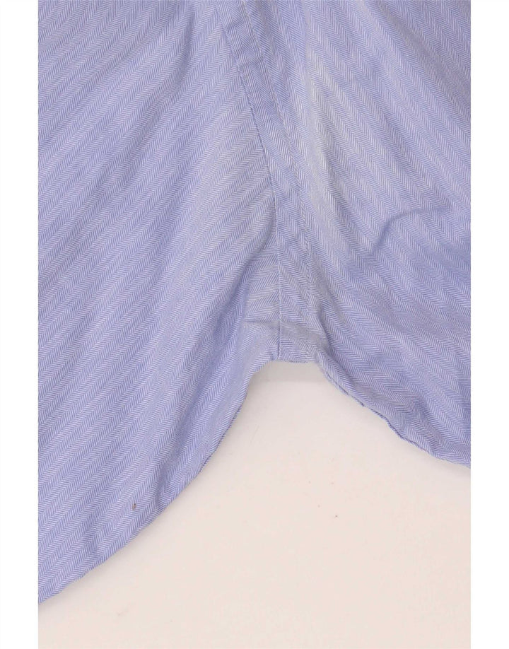 Tommy Hilfiger Herrenhemd, Größe 16, groß, blaue Herringbone-Baumwolle