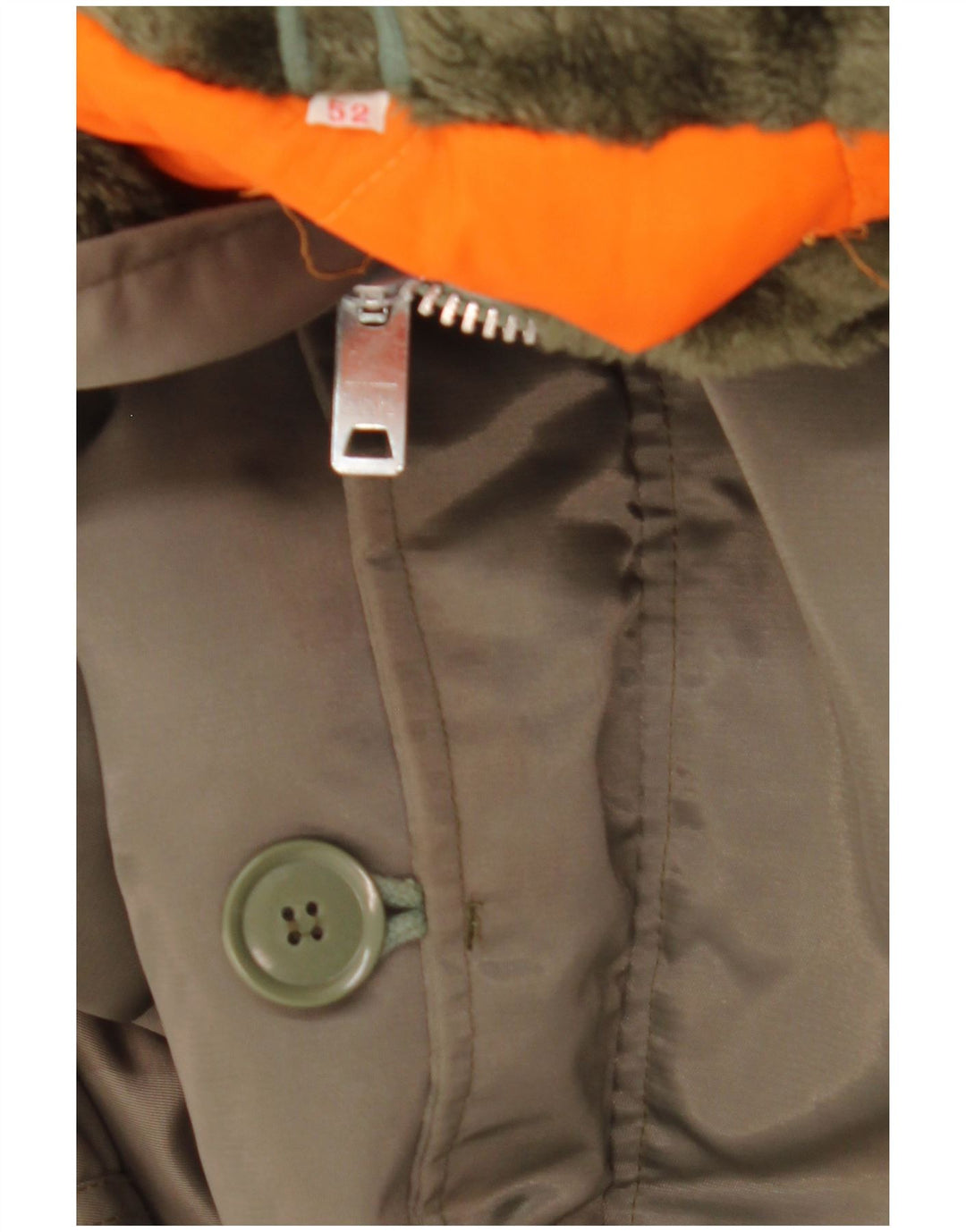 Vintage Herren Kapuzenparkajacke IT 52 XL Khaki Polyamid