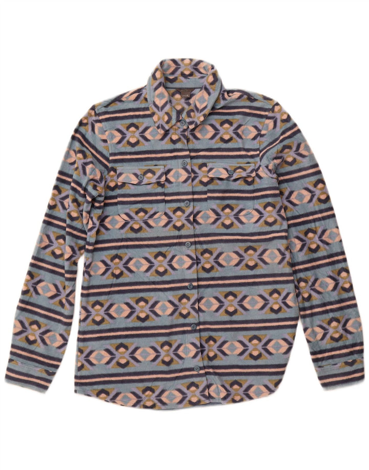 EDDIE BAUER Damen Fleeceshirt UK 12 Mittelblau Fair Isle Polyester