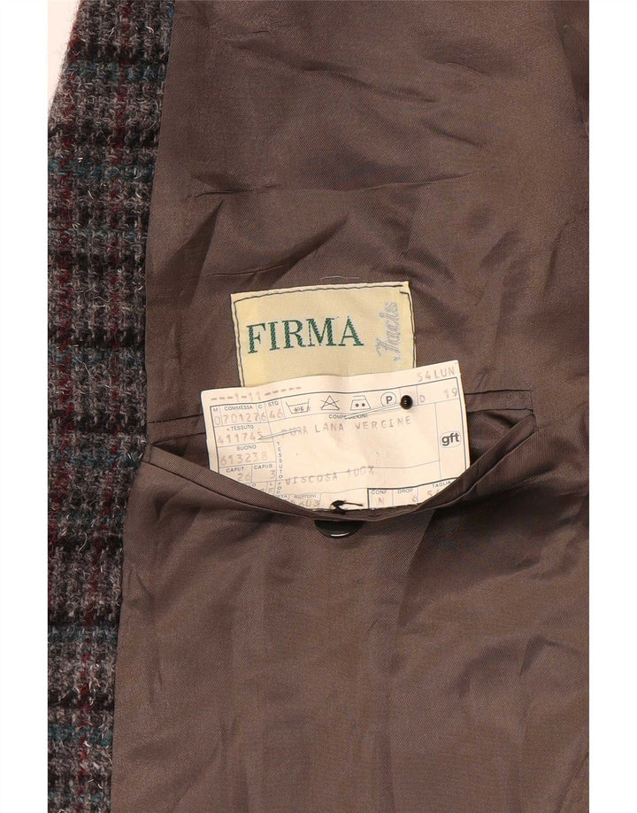FIRMA Herren-Blazerjacke mit 3 Knöpfen, UK 40, große, mehrfarbig karierte Wolle