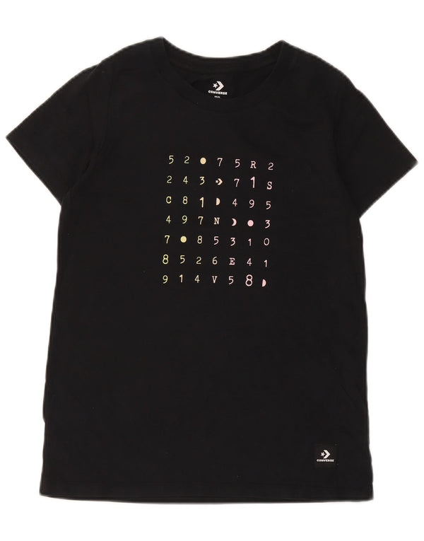 Converse Damen Grafik T-Shirt Top UK 6 XS Schwarz Baumwolle
