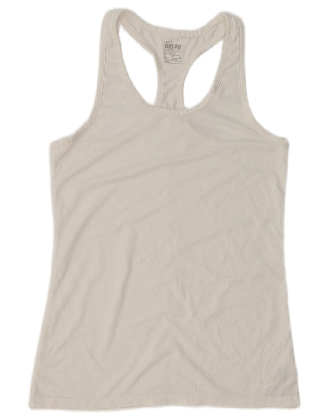 NIKE Damen Dri Fit Slim Fit Trägershirt UK 12 Mittelweißes Polyester