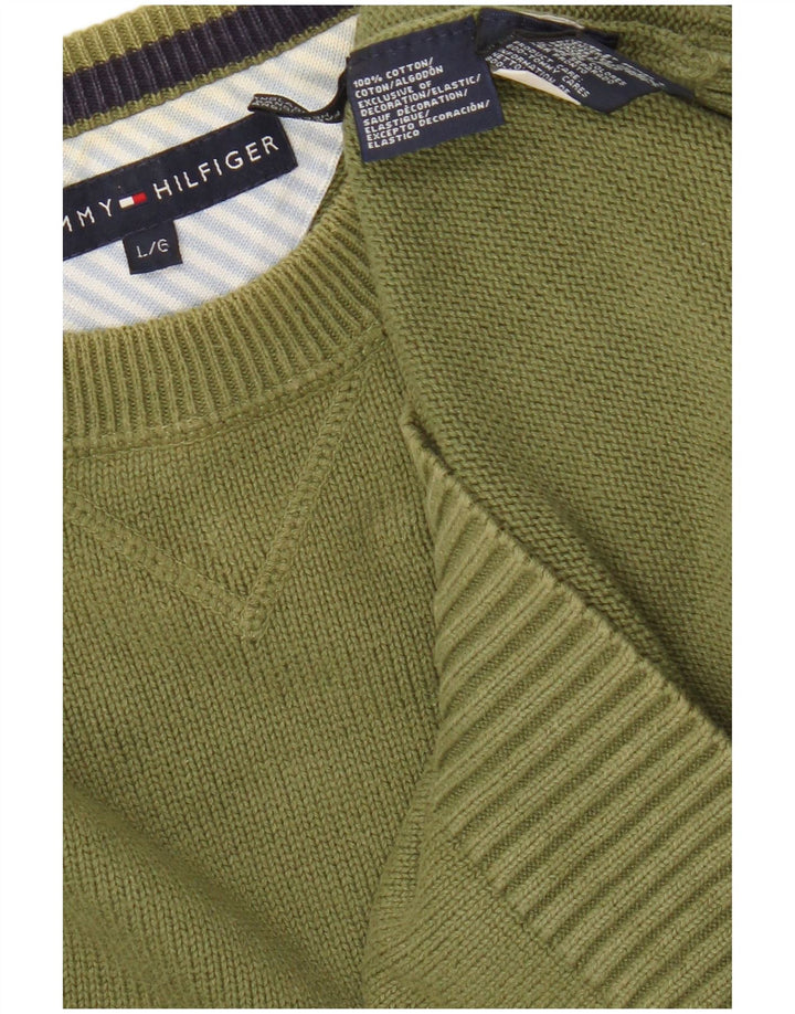 Tommy Hilfiger Herren-Pullover mit Rundhalsausschnitt, groß, Khaki, Baumwolle