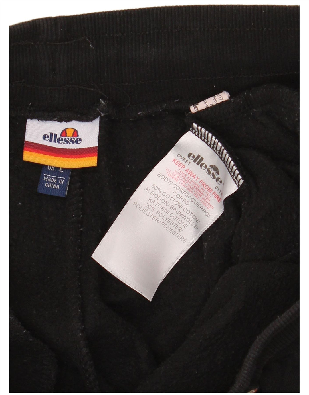ELLESSE Herren-Trainingshose, Jogginghose, Größe L, Schwarz, Baumwolle