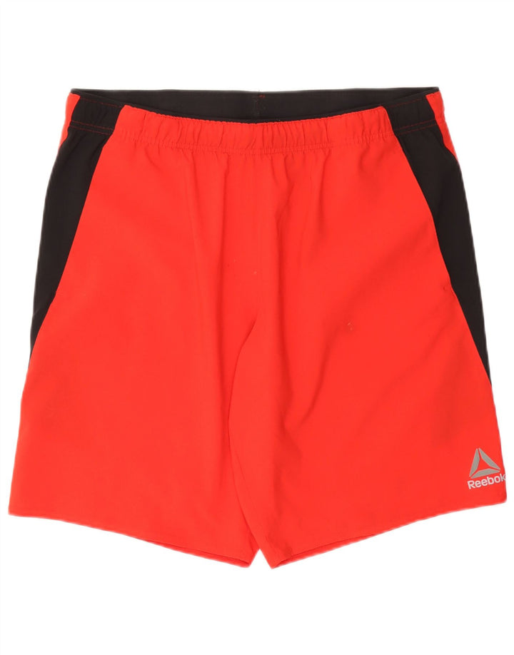 REEBOK Herren-Sportshorts, großes rotes Farbblock-Polyester