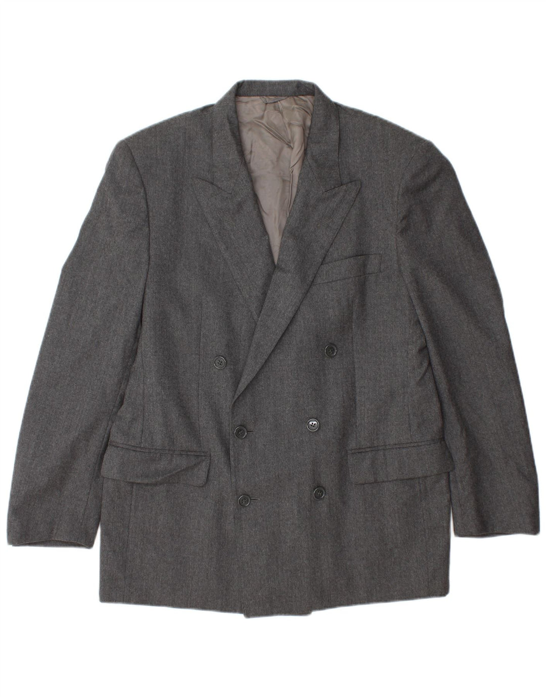 Vintage Herren Zweireiher Blazer Jacke IT 52 XL Graue Wolle