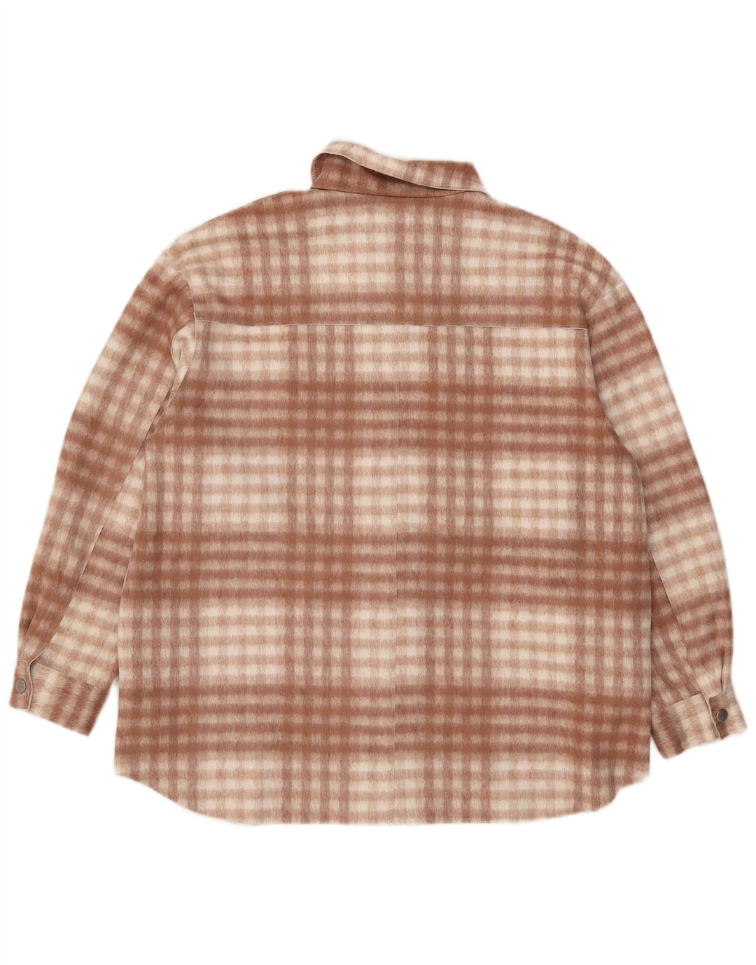 Übergroßes Flanellhemd von Zara für Damen, UK 10, klein, braun kariert, Polyester