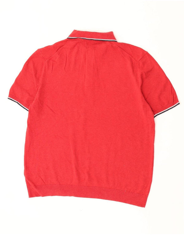 Marks & Spencer Mens Polo Neck Jumper Sweater Large Red Striped