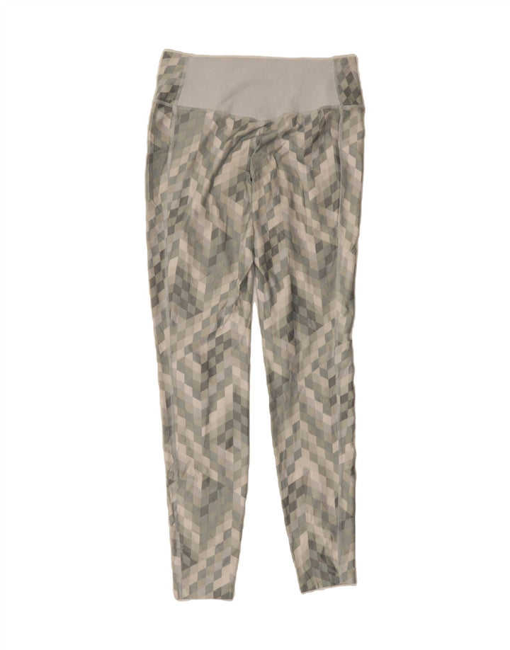 NIKE Womens Dri Fit Leggings UK 12 Medium  Grey Geometric Polyester Vintage Nike and Second-Hand Nike from Messina Hembry 