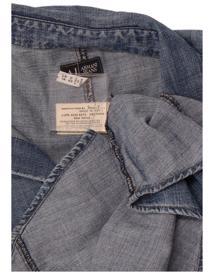 ARMANI JEANS Damen Jeanshemd UK 14 Mittelblaue Baumwolle