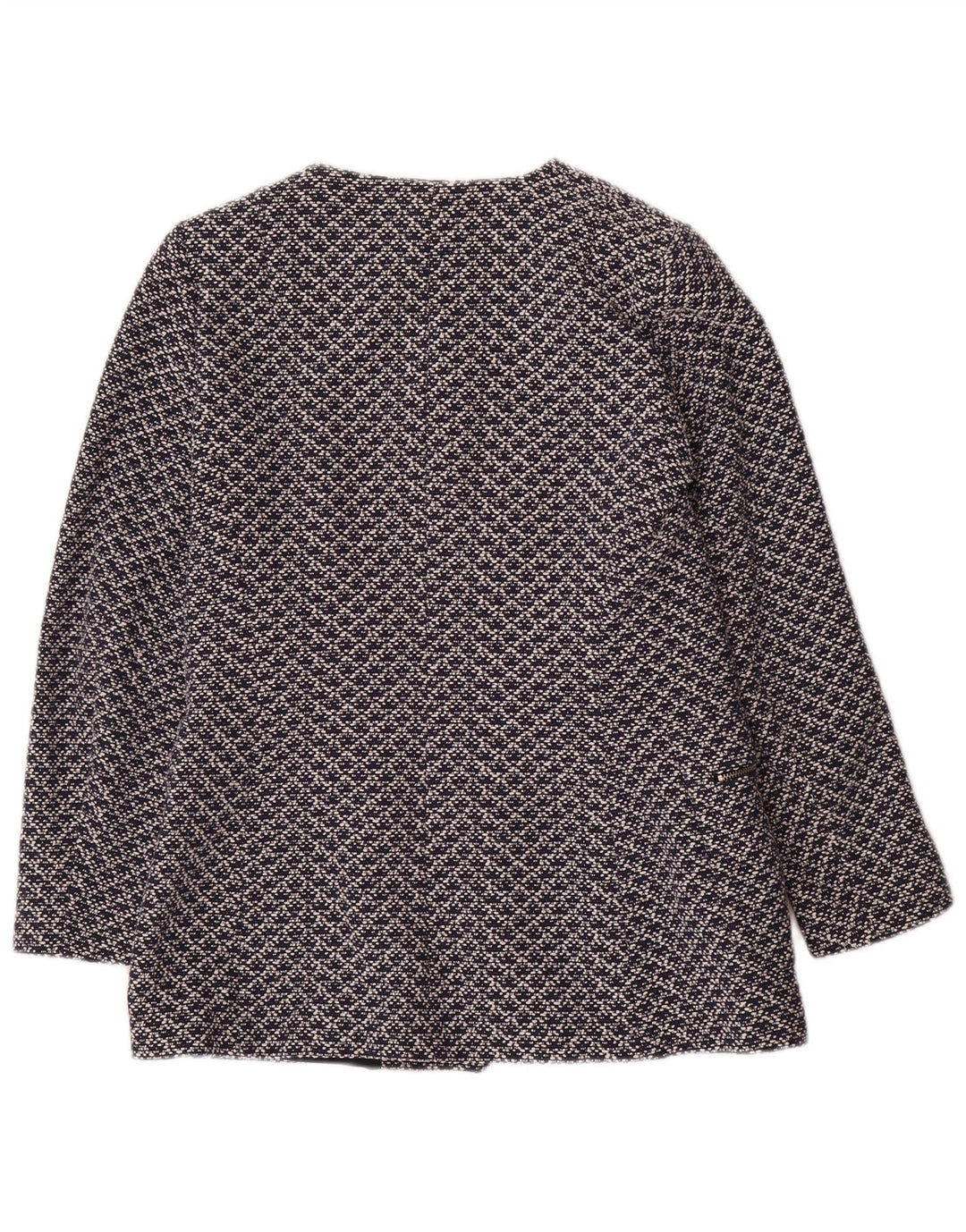 Zara Damen-Blazer mit abstraktem Muster, UK 14, große marineblaue Baumwolle