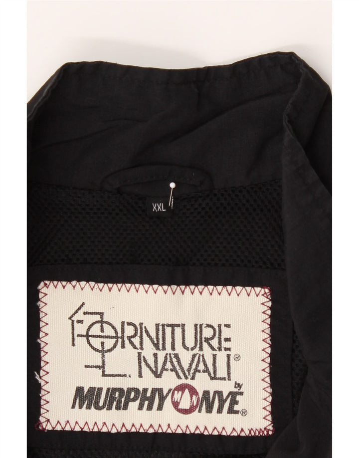 MURPHY & NYE Mens Graphic Rain Jacket UK 44 2XL Black Colourblock Vintage Murphy & Nye and Second-Hand Murphy & Nye from Messina Hembry 