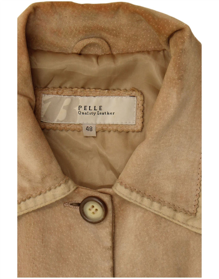 Vintage Damen Wildlederjacke IT 48 XL Beige Leder