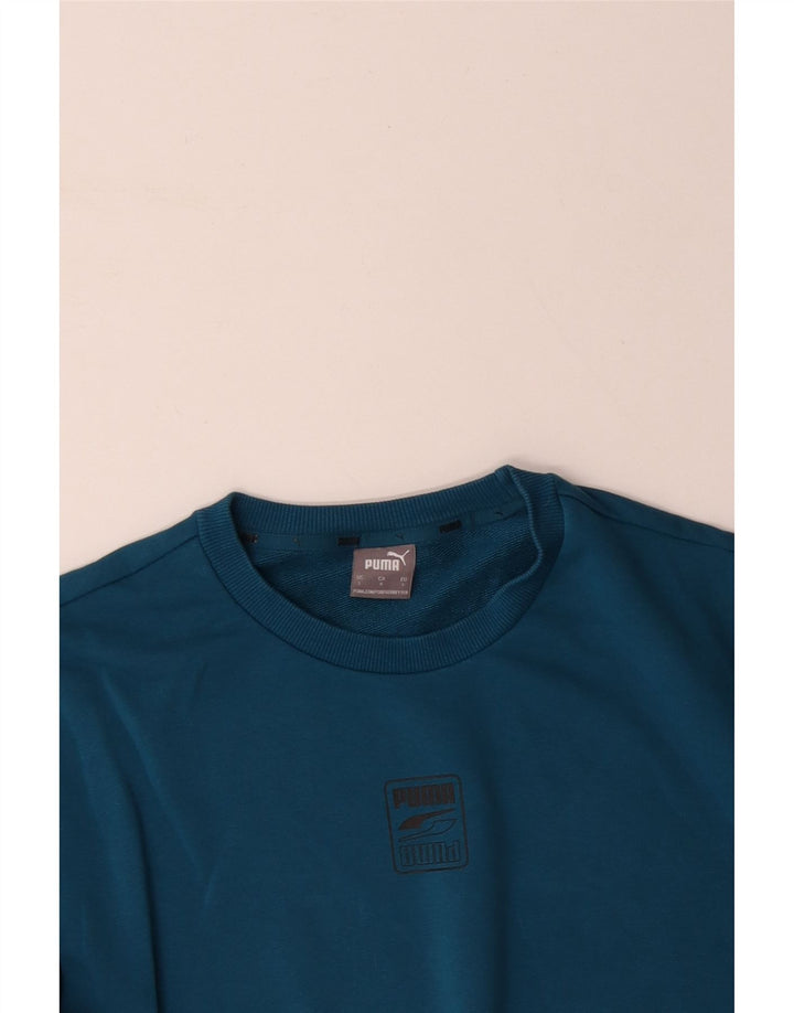 PUMA Herren-Sweatshirt-Pullover, groß, blaue Farbblock-Baumwolle