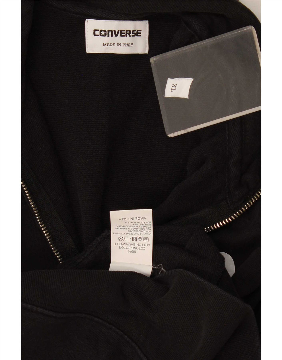 Converse Herren-Trainingsanzug-Topjacke XL aus schwarzer Baumwolle