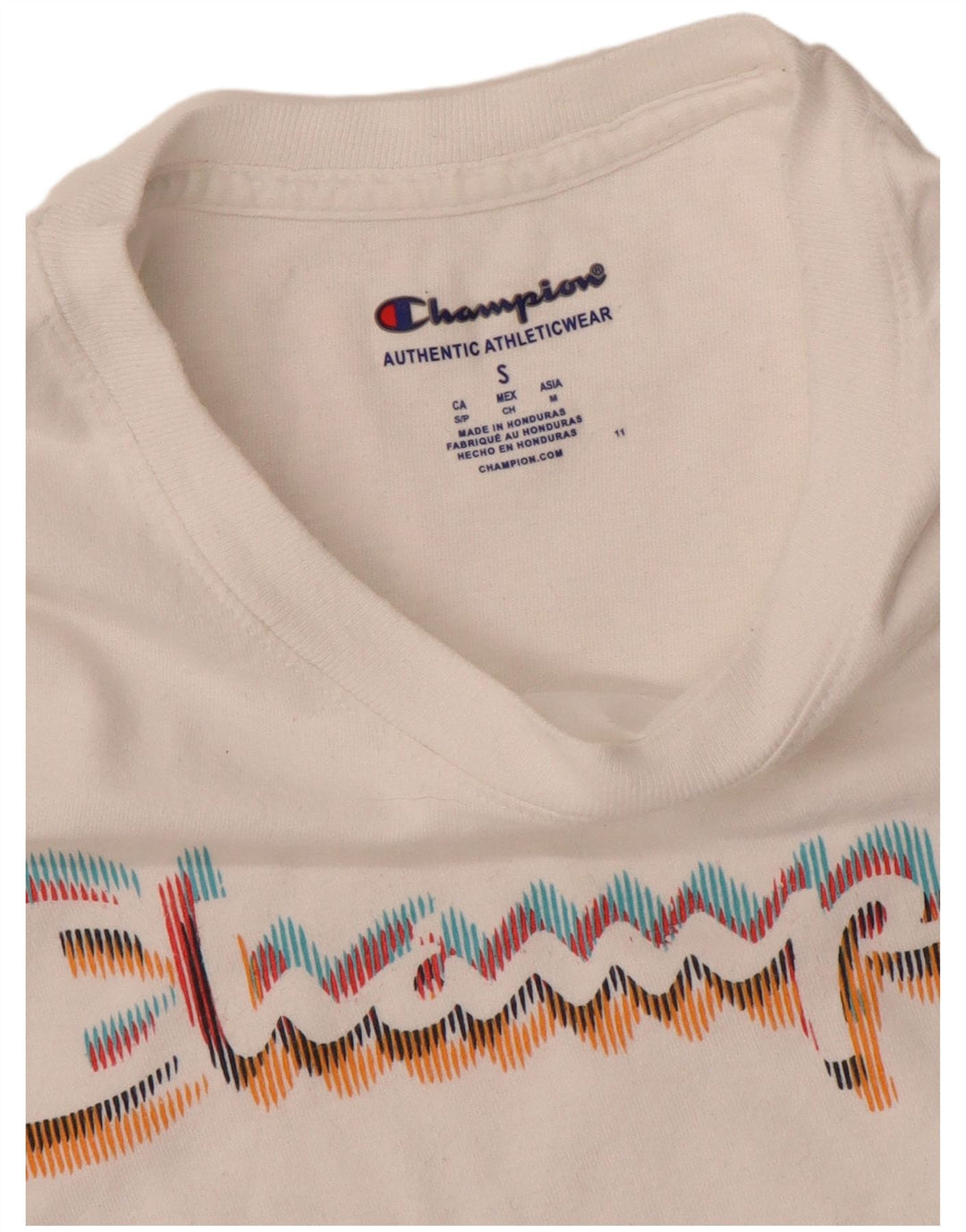 Champion Damen Grafik-T-Shirt-Oberteil UK 10 Small Weiß