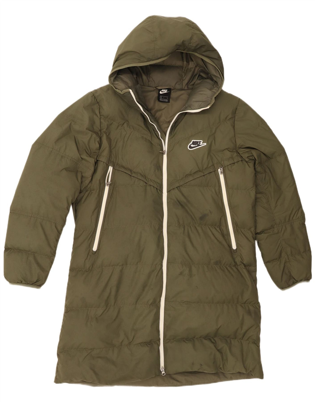 Nike Herren-Mantel mit Kapuze, gepolstert, UK 40, Größe L, Khaki, Polyester