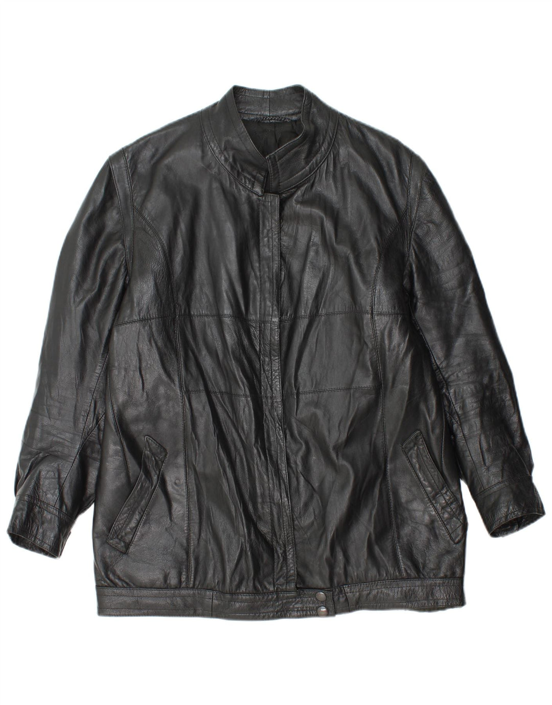 Vintage Damen Lederjacke UK 14 Medium Schwarz