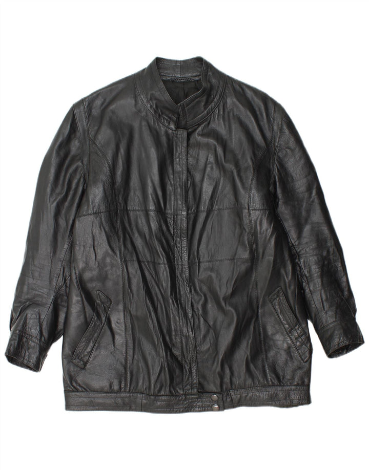 Vintage Damen Lederjacke UK 14 Medium Schwarz