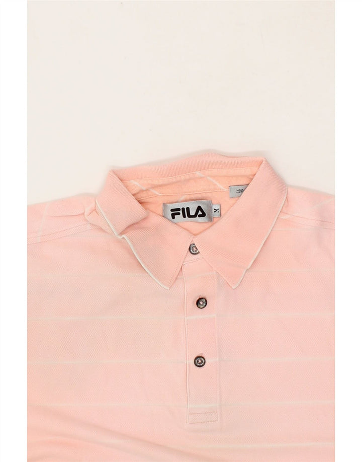 FILA Mens Polo Shirt Medium Pink Striped Vintage Fila and Second-Hand Fila from Messina Hembry 