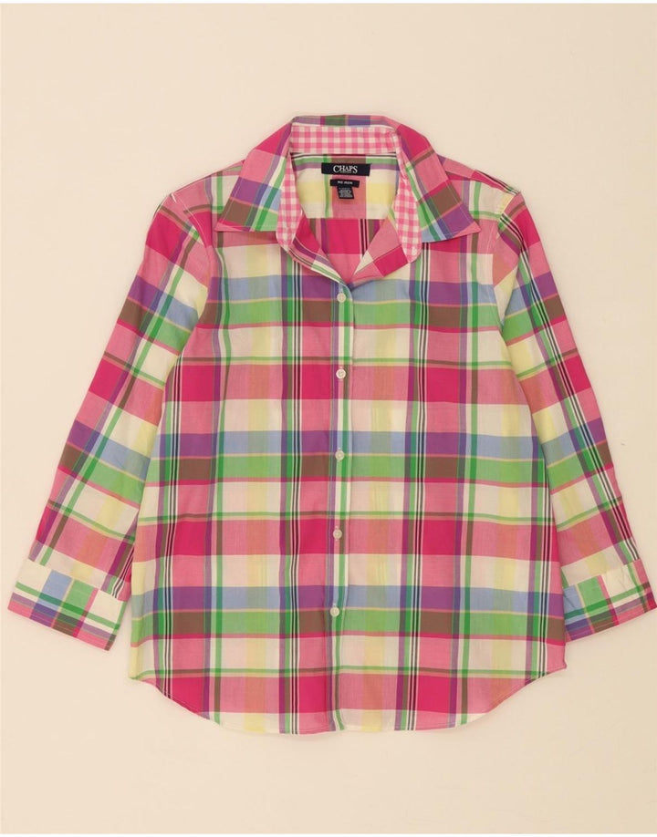 CHAPS Womens Petite 3/4 Sleeve Shirt UK 14 Medium Multicoloured Check Vintage Chaps and Second-Hand Chaps from Messina Hembry 