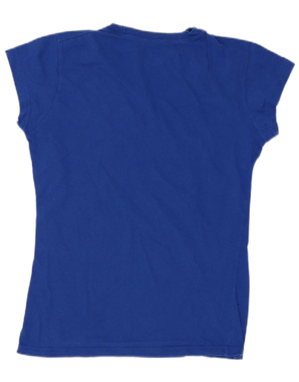 Hard Rock Cafe Damen London Graphic T-Shirt Top UK 12 Mittelblaue Baumwolle