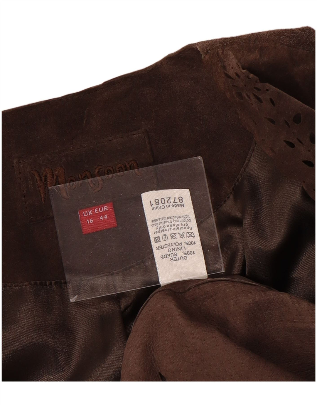 MONSOON Offene Wildleder-Blazerjacke für Damen, UK 16, großes braunes Leder