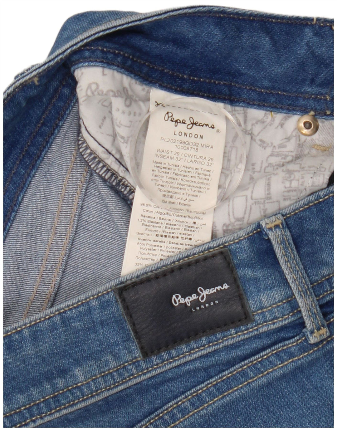 PEPE Jeans Damen Slim Jeans W29 L32 Blaue Baumwolle