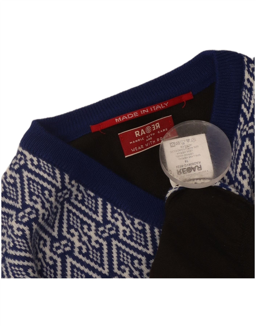 Vintage Damen V-Ausschnitt Pullover Pullover UK 14 Medium Mehrfarbig Patchwork