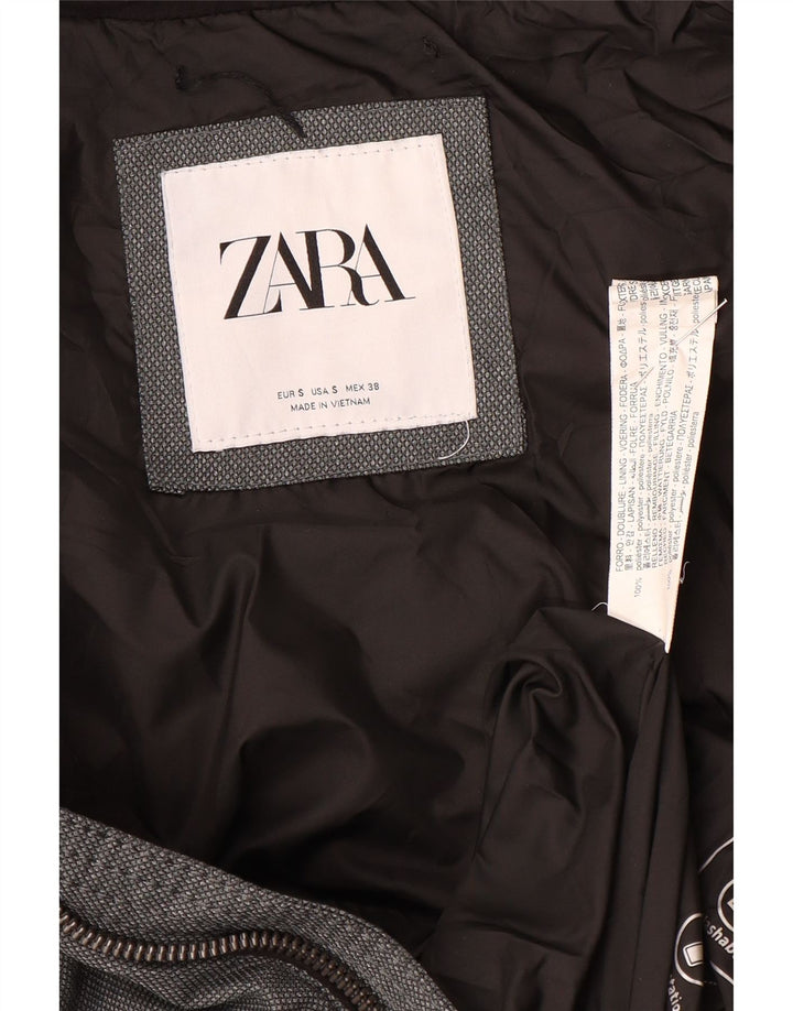 Zara Herren Wattierte Jacke UK 36 Small Grau Polyester