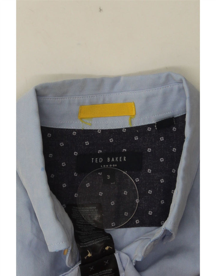 Ted Baker Herren Kurzarmhemd Größe 3 Mittelblaues Modal