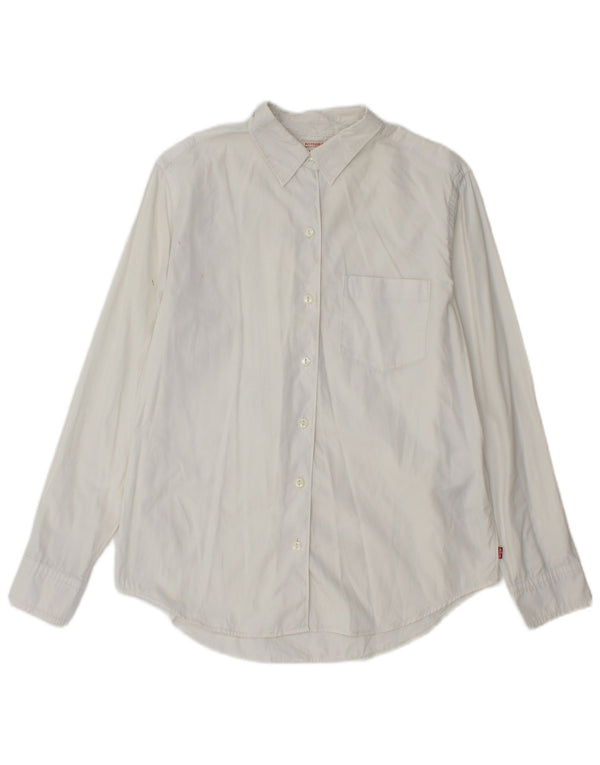 Levi's Damen-Hemd im Boyfriend-Fit, UK 10, Größe S, weiße Baumwolle