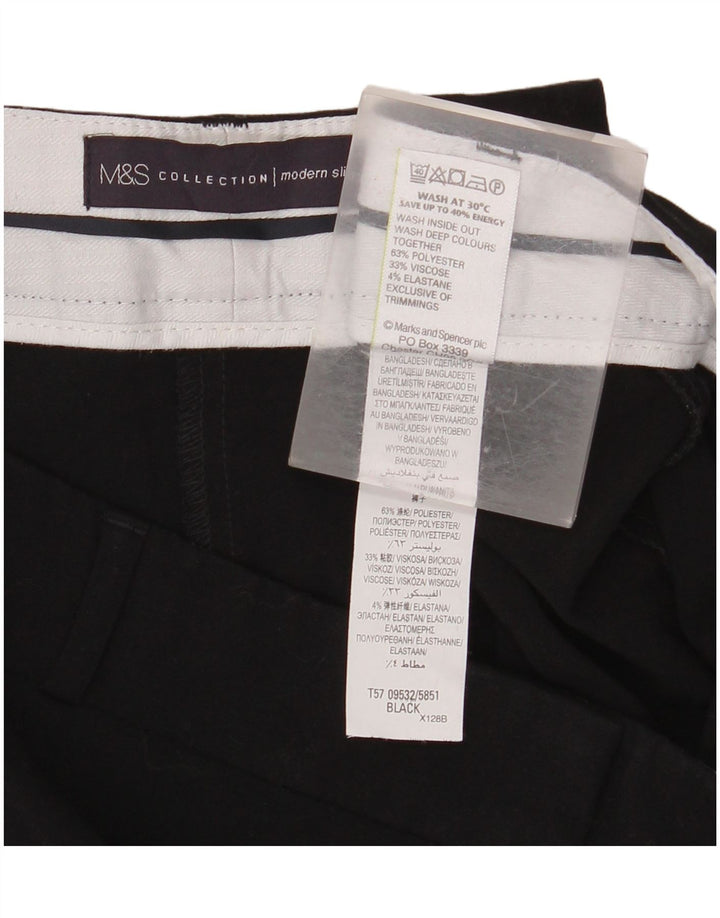 MARKS & SPENCER Damen Crop Suit Hose UK 14 Medium W34 L26 Schwarz