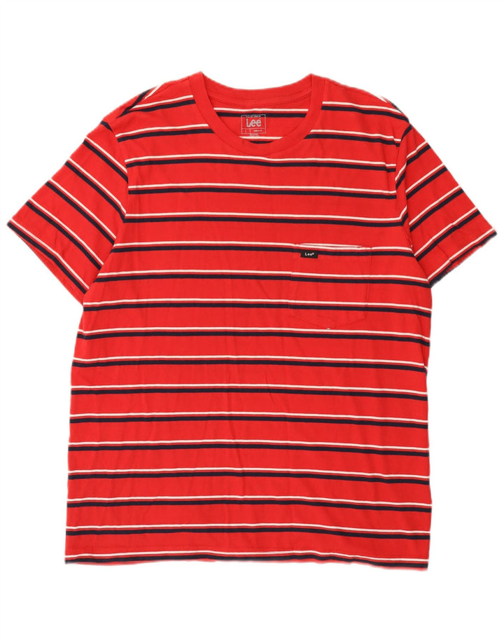 Lee Herren-T-Shirt mit normaler Passform, groß, rot gestreift, aus Baumwolle