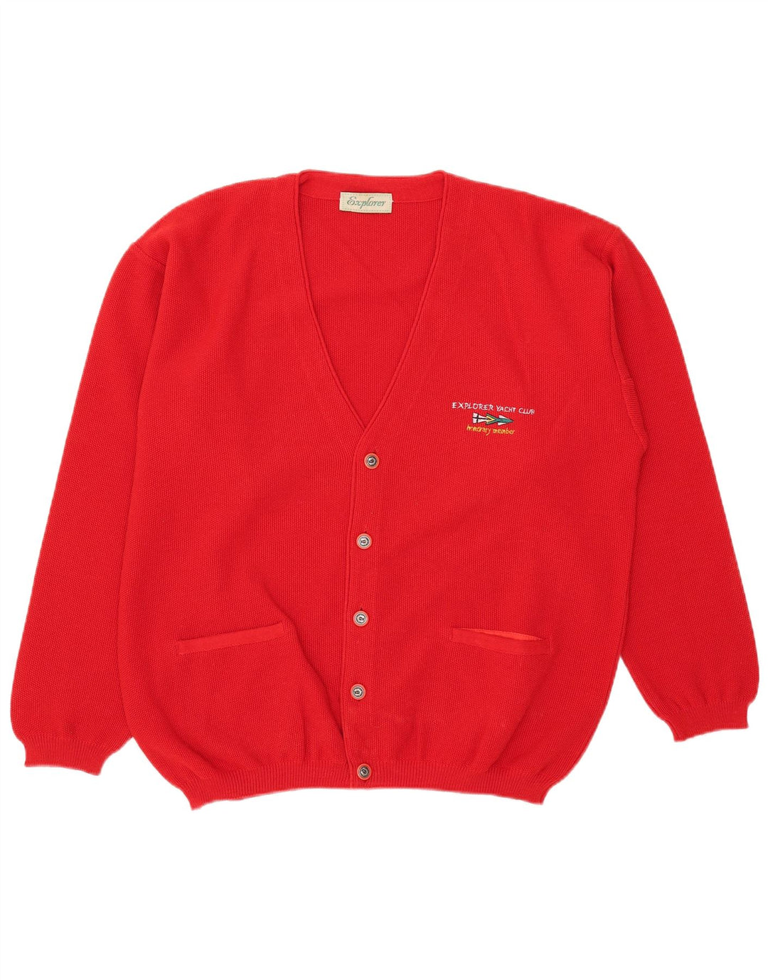 Explorer Herren Strickjacke Pullover IT 54 XL Rot Acryl