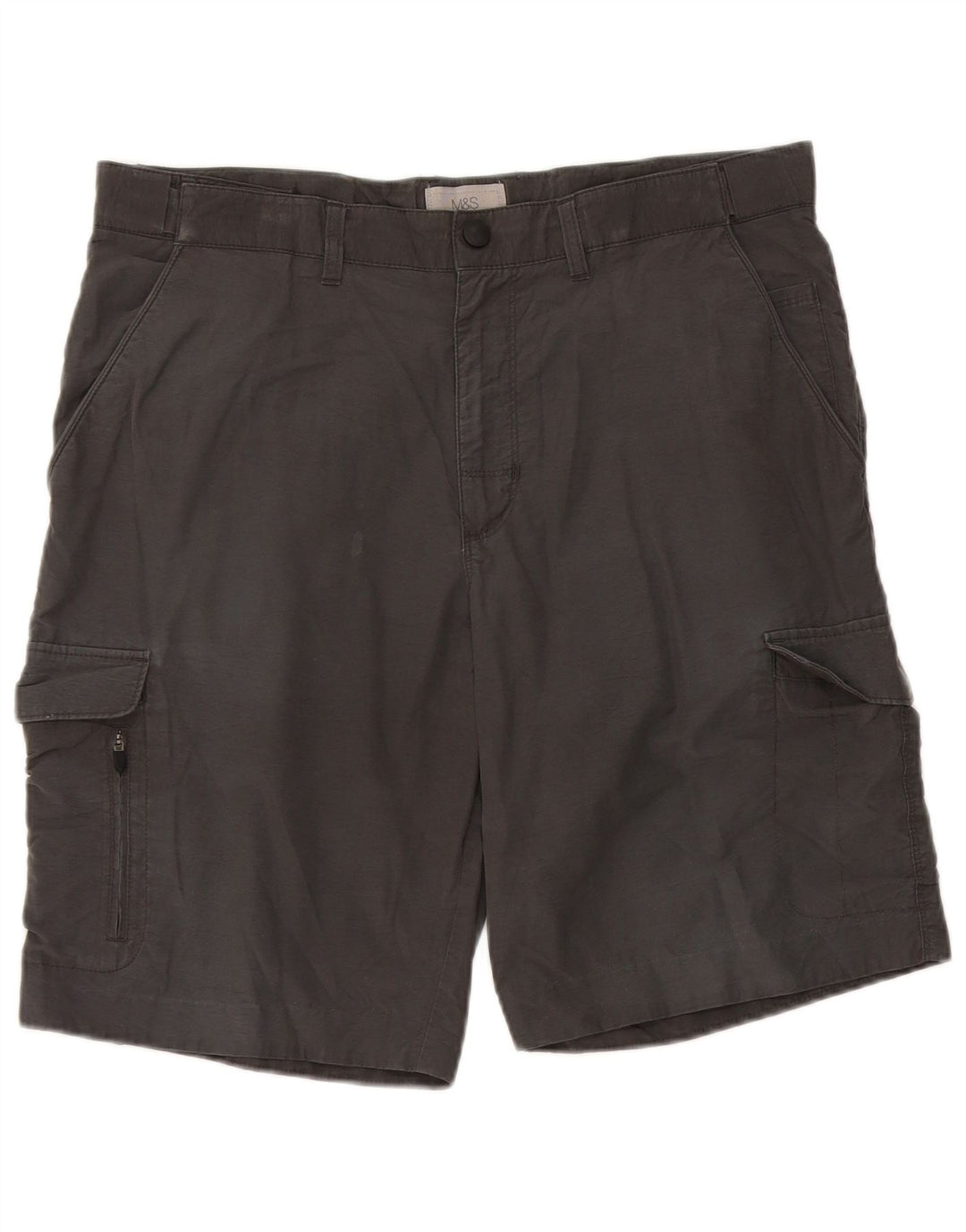 Marks & Spencer Herren Cargoshorts W34 Large Grau Baumwolle