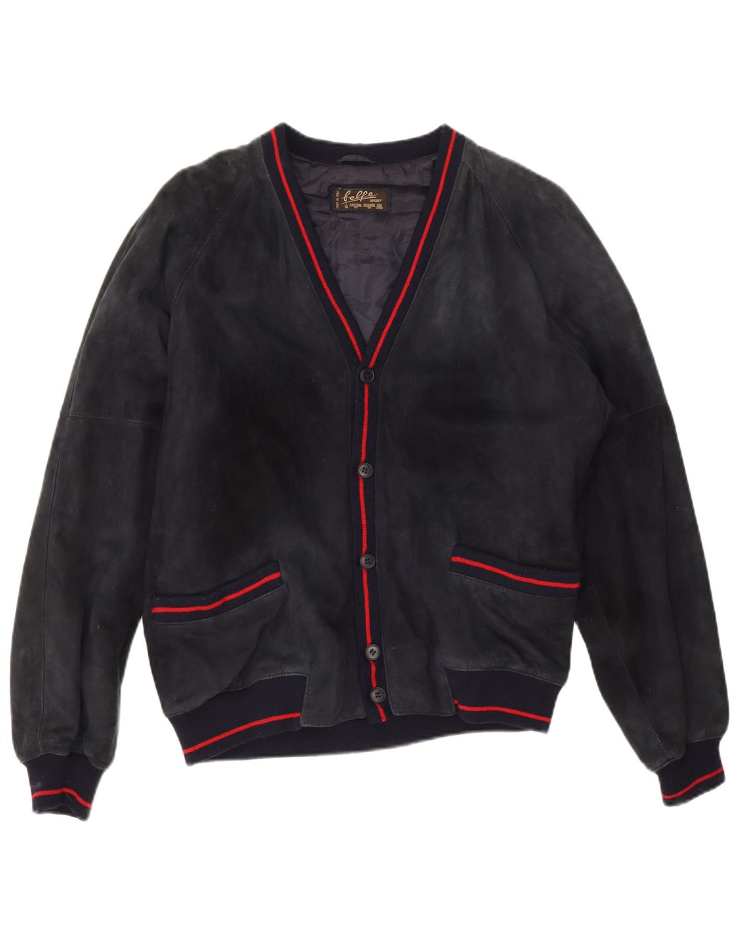 Belfe Herren-Bomberjacke aus Wildleder, IT 50, großes marineblaues Leder