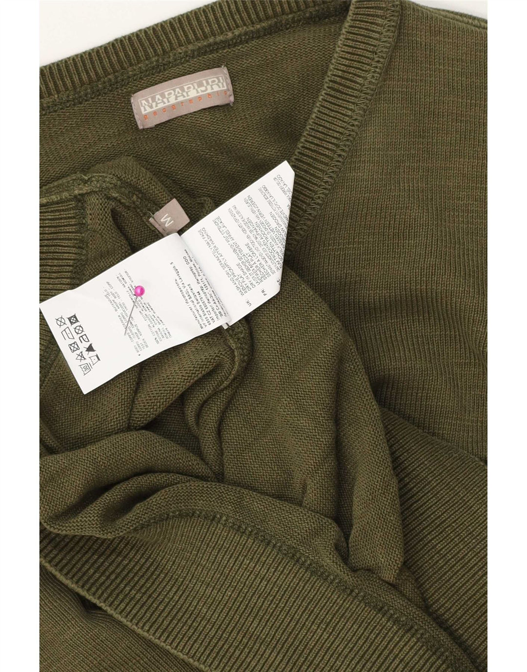 Napapijri Herren-Pullover mit V-Ausschnitt, mittlere Khaki-Baumwolle