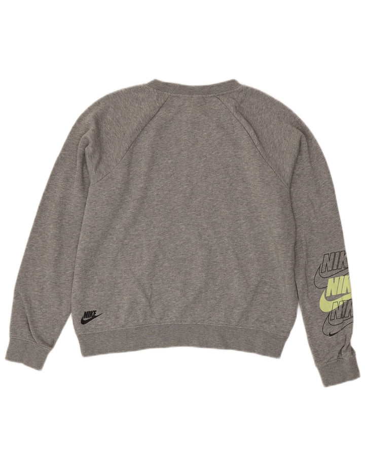 Nike Womens Oversized Crop Sweatshirt Pullover UK 10 Small Grau meliert